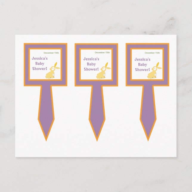 3 Cup Cake Picks Furry Woodland Animals Invitation Postcard (Front)