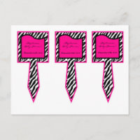 3 Cup Cake Picks Hot Pink Zebra Print