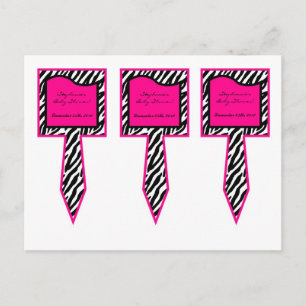 3 Cup Cake Picks Hot Pink Zebra Print Invitation Postcard