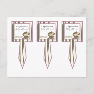 3 Cup Cake Picks Jacana Girl Jungle Zoo Animal Invitation Postcard