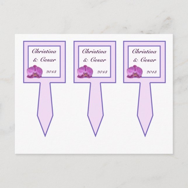 3 Cup Cake Picks Purple Orchids on Stem Postcard (Front)