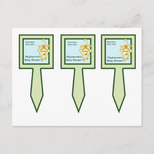 3 Cup Cake Picks Rain-forest Jungle Animal Invitation Postcard