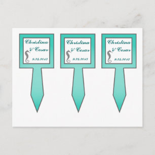 3 Cup Cake Picks Seahorse Anchor Turquoise Beach Postcard