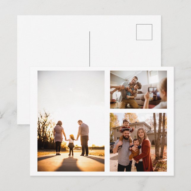 3 Custom Photo Collage Personalised Holiday Postcard (Front/Back)