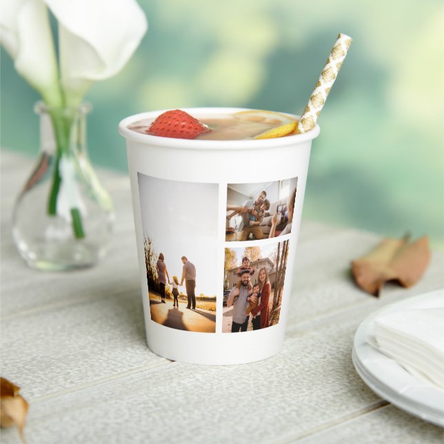 3 Custom Photo Collage Personalised Paper Cups (Insitu)