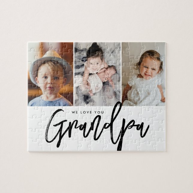 3 custom photos we love you grandpa puzzle gift (Horizontal)
