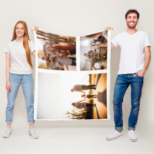 3 Custom Template Photo Collage Fleece Blanket