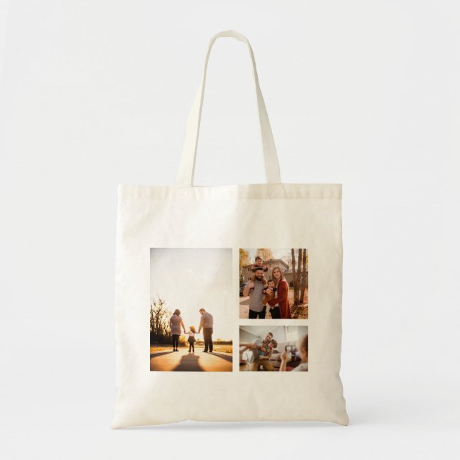 3 Custom Template Photo Collage Tote Bag (Front)