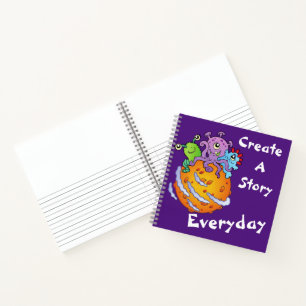 3 Cute Aliens "Draw and Create a Story Everyday" Notebook