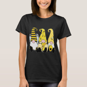 3 Cute Bee Gnomes Yellow Honey Bees Yellow Hats T-Shirt