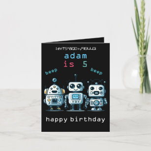 3 cute black vintage retro sci fi Robot Birthday Thank You Card