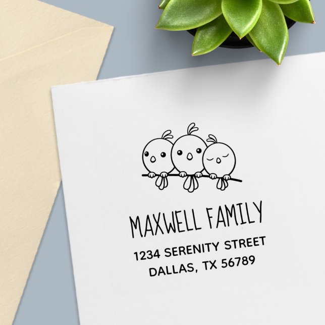 3 Cute Cartoon Birds Family Address Self-inking Stamp (Creator Uploaded)