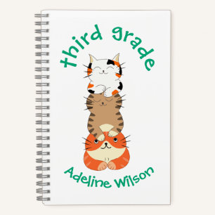 3 Cute Cats for Third Grade Kids Back to School Notebook