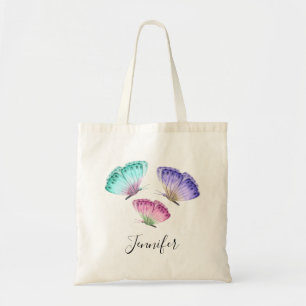3 Cute Colourful Pastel Watercolor Butterflies Tote Bag