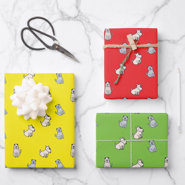 3 cute dogs wrapping paper  (Front)