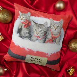 3 Cute Kittens Santa's Little Helpers Cushion