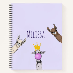 3 Cute Llama Faces Cartoon Illustration Notebook
