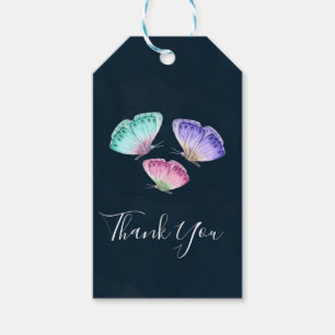 3 Cute Pastel Watercolor Butterflies Thank You Gift Tags