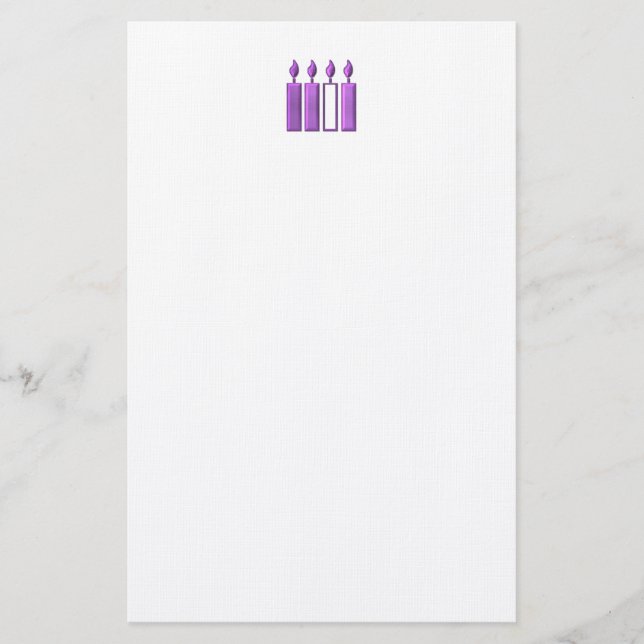 "3-D" Advent Wreath Candles Stationery (Front)