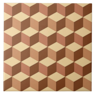 3-D Boxes,  Tan, Brown and Beige  Ceramic Tile