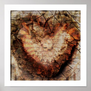 3-D Burnt Heart in Sand Poster
