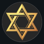 "3-D" Golden Star of David Classic Round Sticker<br><div class="desc">Beautiful 3-D look,  golden,  Star of David.

Feel free to add your own words and/or pictures to this item,  or change the background colour,  via Zazzle's great customisation tools.  This design is also available on many other products. Thanks for stopping by! God bless!</div>