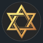 "3-D" Golden Star of David Classic Round Sticker<br><div class="desc">Beautiful 3-D look,  golden,  Star of David.

Feel free to add your own words and/or pictures to this item,  or change the background colour,  via Zazzle's great customisation tools.  This design is also available on many other products. Thanks for stopping by! God bless!</div>