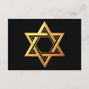 "3-D" Golden Star of David RSVP Card