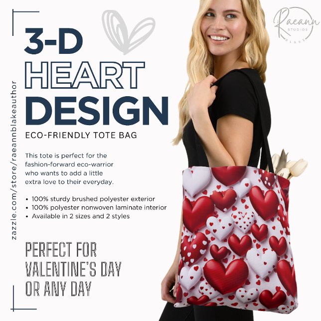 3-D Heart Design Tote Bag (Creator Uploaded)