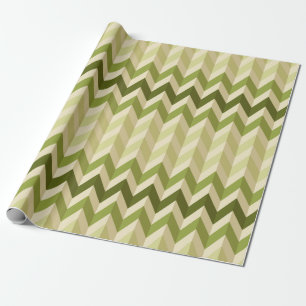 3-D Illusion Zig Zag in Soft Warm Shades of Green Wrapping Paper