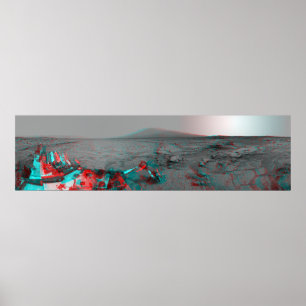 3-D Image of Mars Landscape Curiosity Landrover Poster