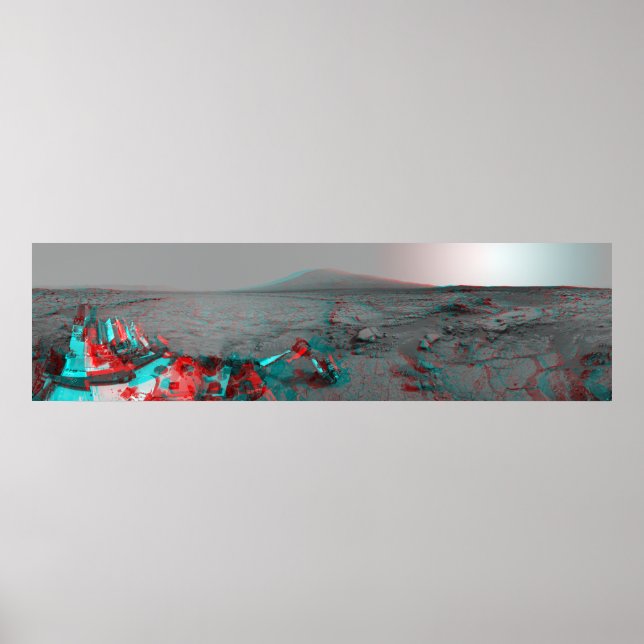 3-D Image of Mars Landscape Curiosity Landrover Poster (Front)