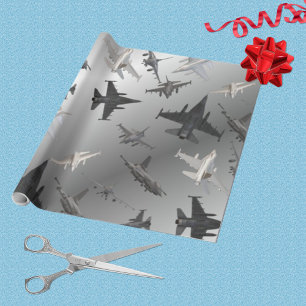 3 D JET PLANES against silver sky Wrapping Paper