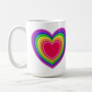 3-d Layered Hearts in Rainbow Colours Coffee Mug