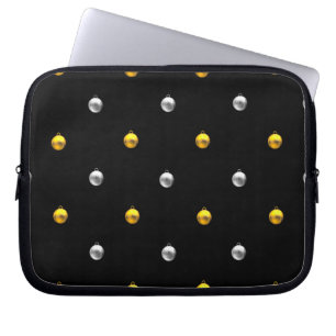 3-D Look Silver and Gold Holiday Ornaments Laptop Sleeve