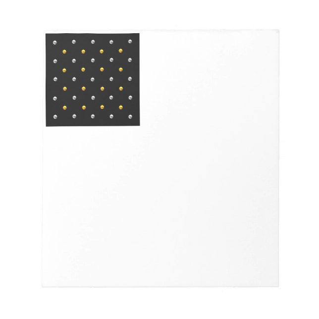 3-D Look Silver and Gold Holiday Ornaments Notepad (Front)