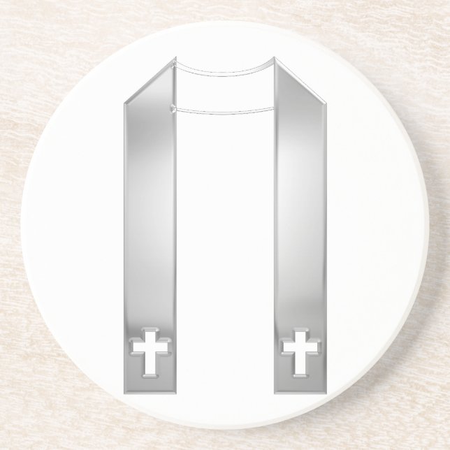 3-D Look Silver Priest's Stole Coaster (Front)