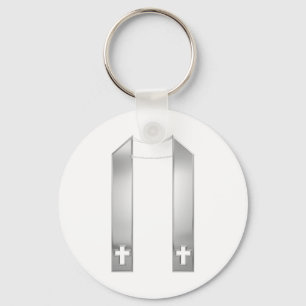 3-D Look Silver Priest's Stole Key Ring