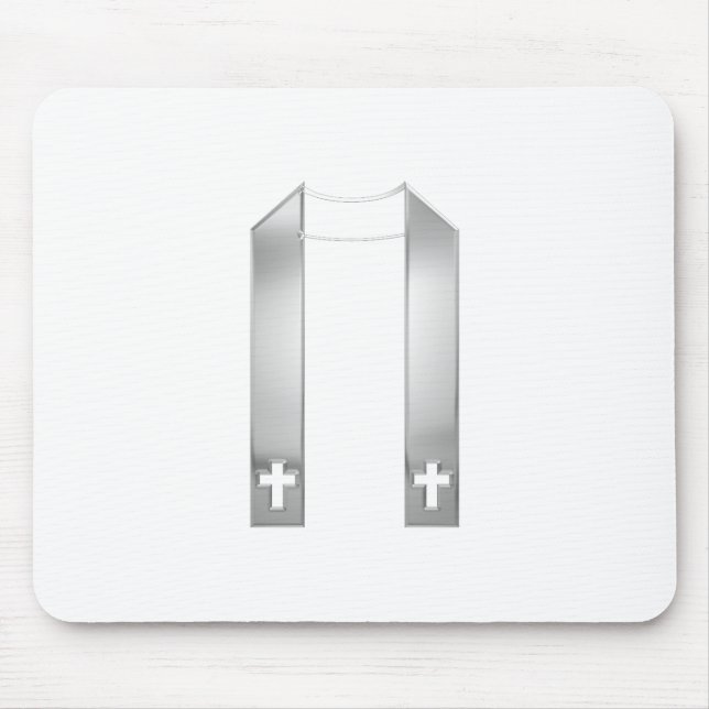 3-D Look Silver Priest's Stole Mouse Pad (Front)