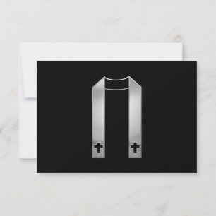 3-D Look Silver Priest's Stole RSVP Card