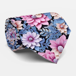 3 D Pink Florals Tie