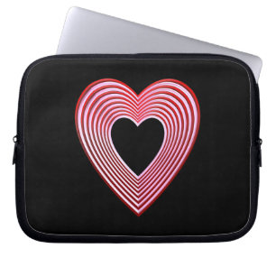 "3-D" Red and Pink Hearts Laptop Sleeve