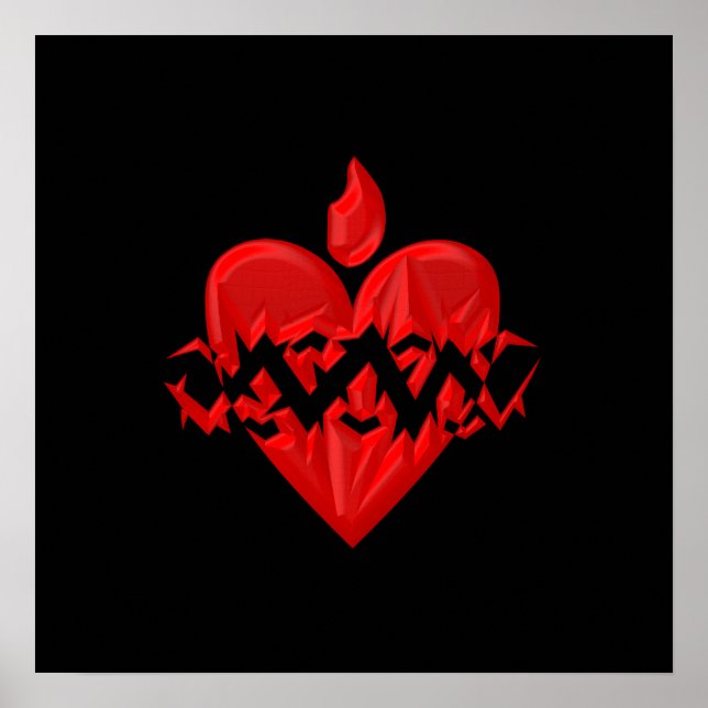 "3-D" Sacred Heart of Jesus Poster (Front)