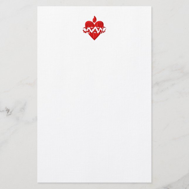 "3-D" Sacred Heart of Jesus Stationery (Front)
