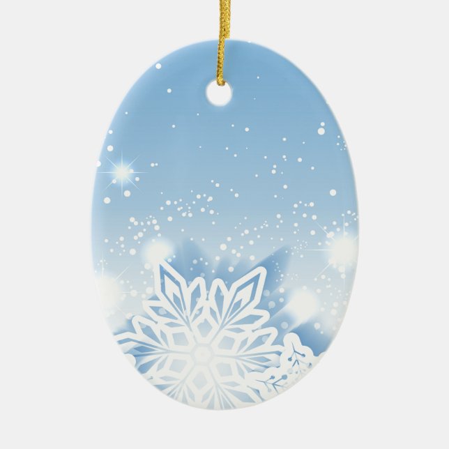 3-D snowflakes Ceramic Tree Decoration (Front)