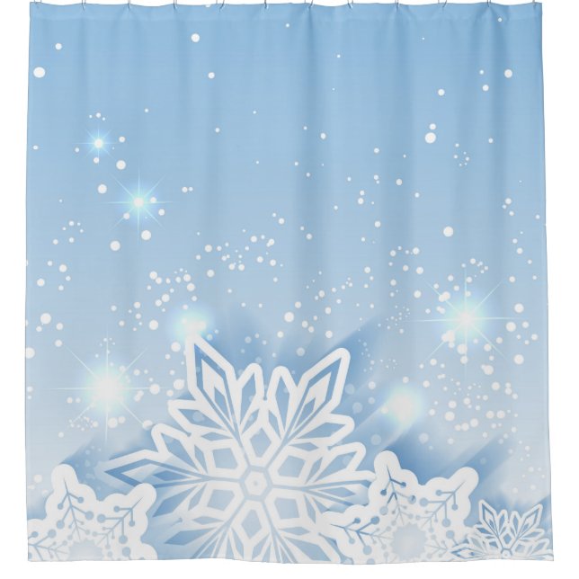 3-D Snowflakes Shower Curtain (Front)