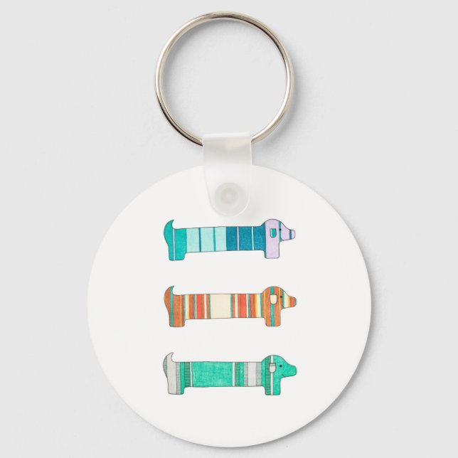 3 Dachshund Colour Study #1 Keychain (Front)