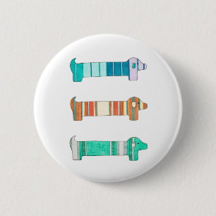3 Dachshund Colour Study #1 Pinback Button