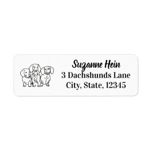 3 Dachshunds Doodle Return Address Label