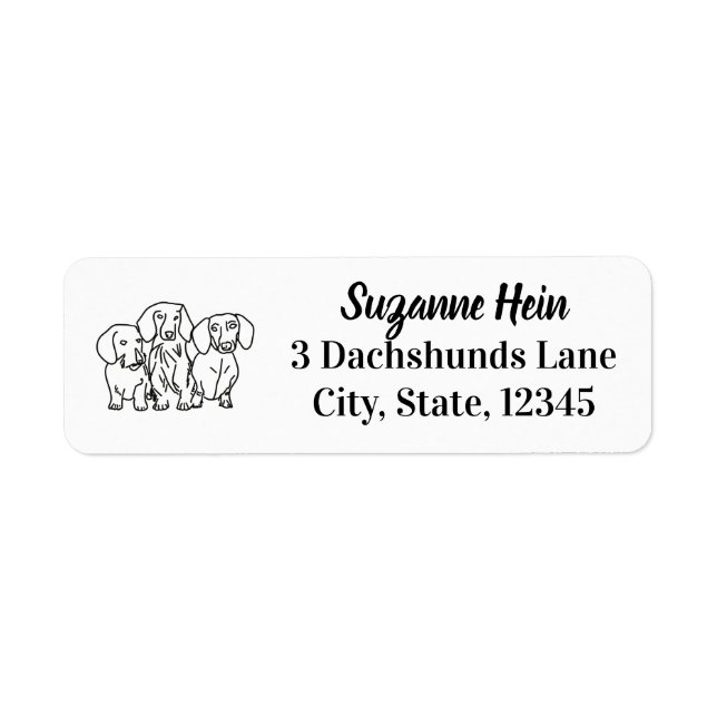 3 Dachshunds Doodle Return Address Label (Front)